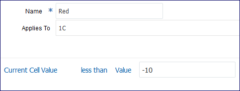 captura de pantalla en la que aparece la fórmula de valor de celda actual menor que -10