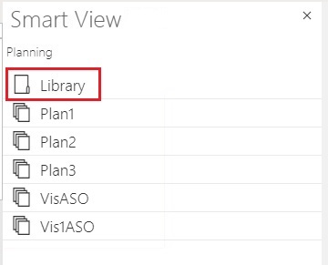 Panel Smart View con la opción Biblioteca seleccionada