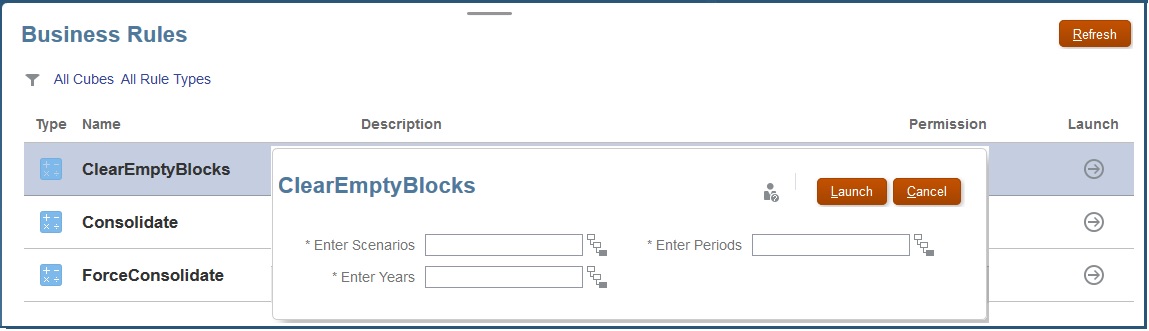 Definición de parámetros para borrar bloques vacíos