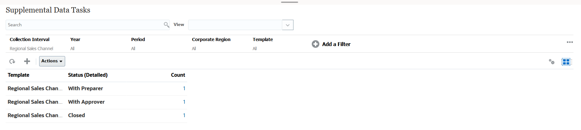 Vista dinámica Tareas de datos adicionales