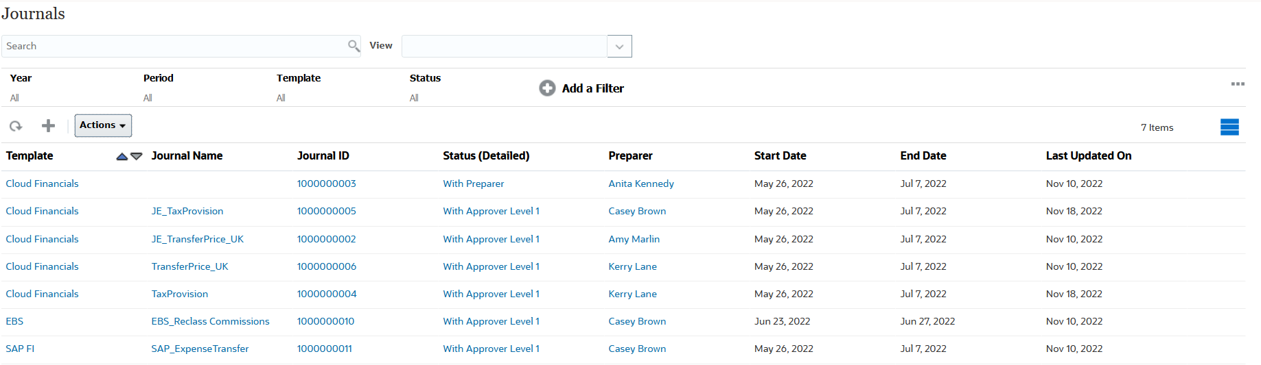 Personalizar vista de lista en Asientos de Enterprise