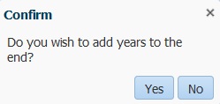 Confirmación de adición de años al final del calendario