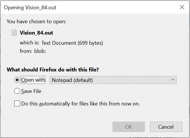 La imagen muestra el archivo de salida de mensaje de error.
