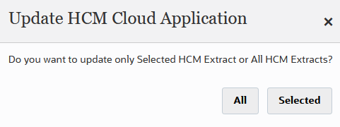 En la imagen se muestra la página Actualizar aplicación de HCM Cloud.