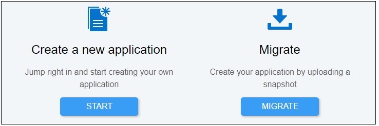 Página de llegada típica específica de una aplicación