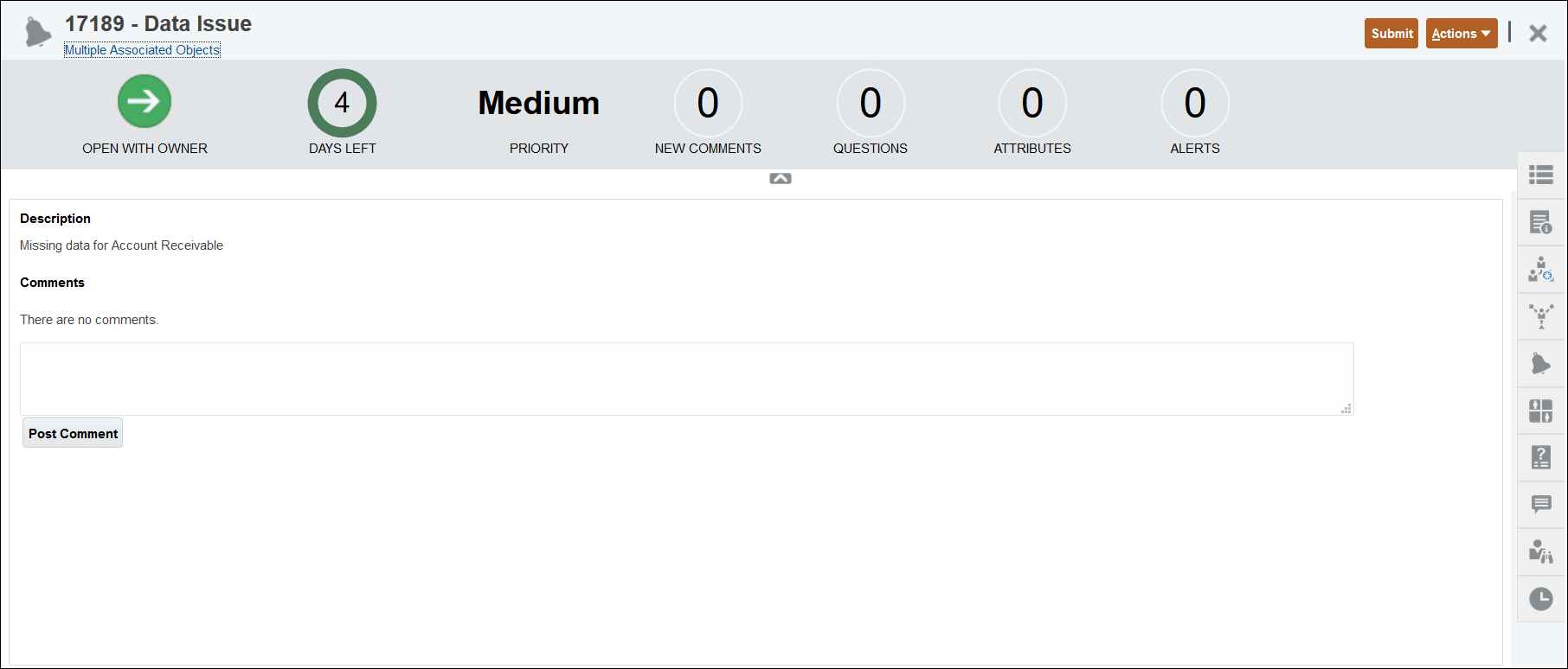 Statut Ouvert (avec propriétaire) de la nouvelle alerte