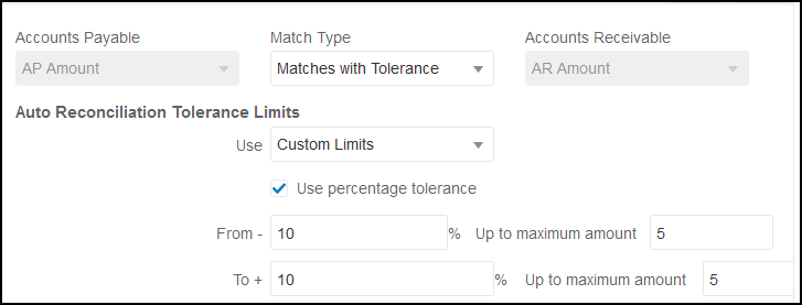 Limites de tolérance pour le rapprochement automatique