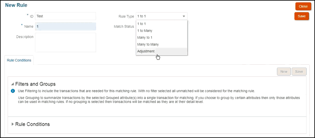 Nouvelle règle : Type d'ajustement