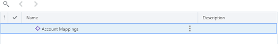 Image de la vue de maintenance affichant le noeud supérieur Account Mapping.