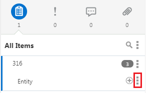menu des commentaires sur un élément de demande