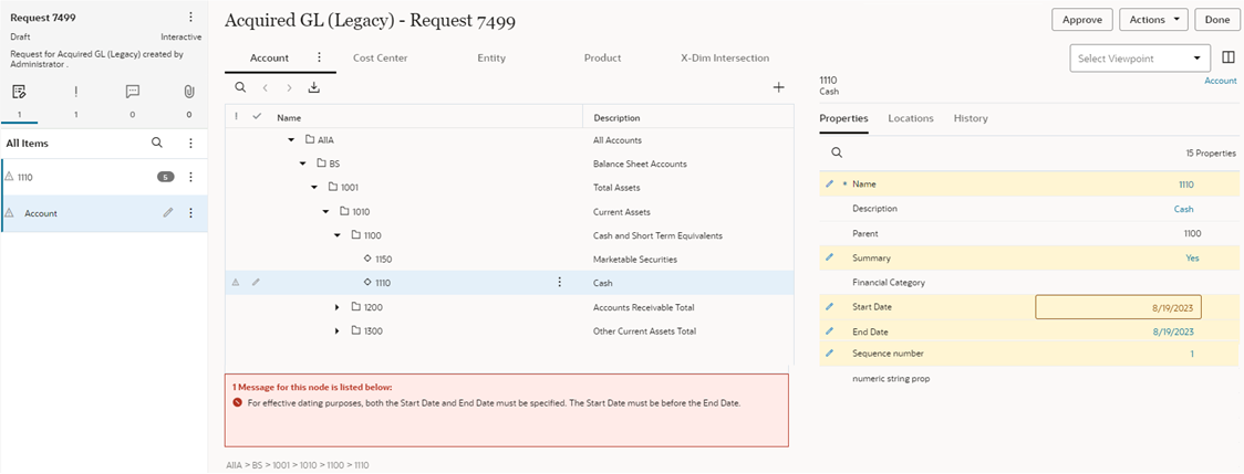validation de la date de fin indiquant une erreur