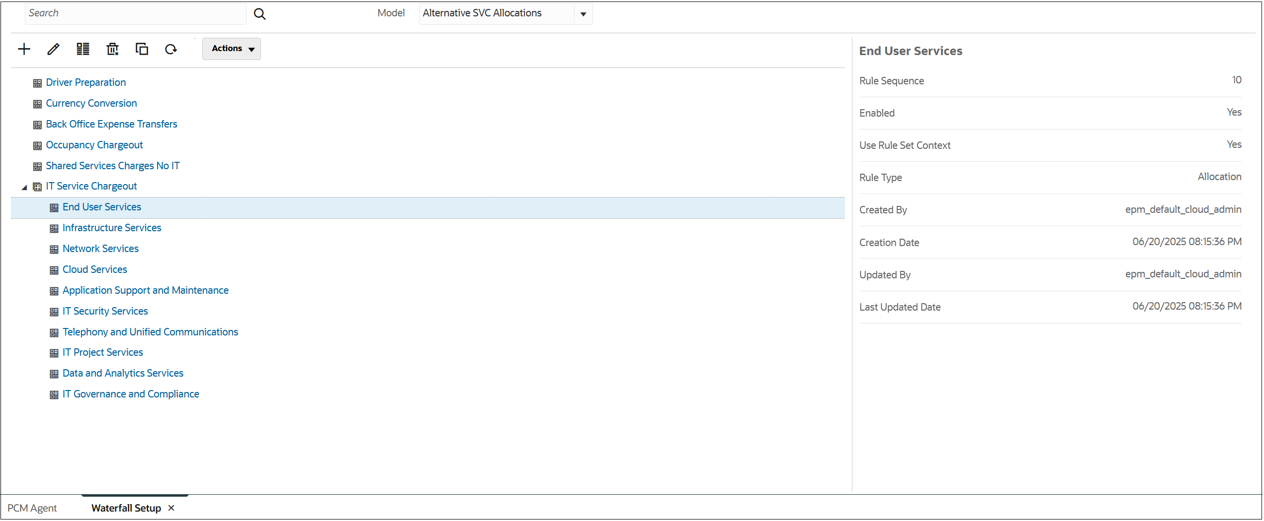 Onglet Configuration en cascade affichant les six nouvelles r&egrave;gles