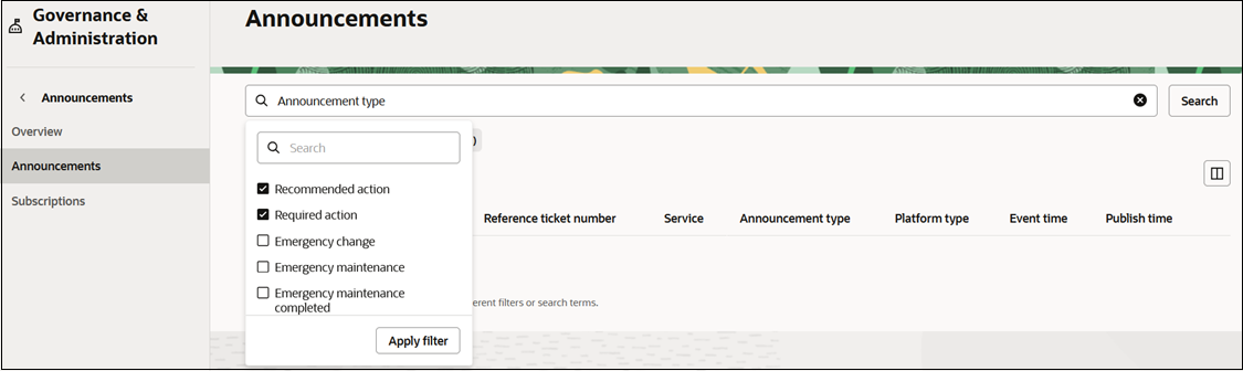 Rechercher des types d'annonce