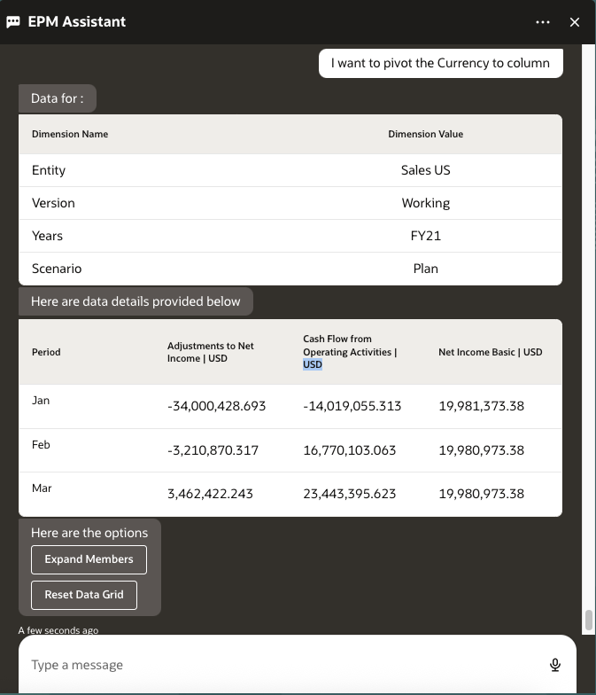 Intention d'obtention de donn&eacute;es pour modifier des colonnes et des lignes