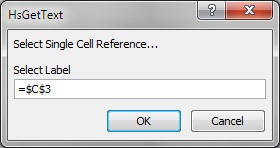 Boîte de dialogue Référence de cellule avec une seule cellule pour un argument de libellé sélectionné