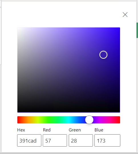Contrôles de couleur modifiés pour afficher une teinte de bleu
