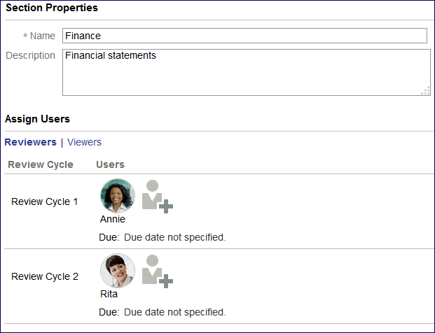 écran des propriétés de la section