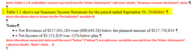 Comparaison de révisions dans Smart View.