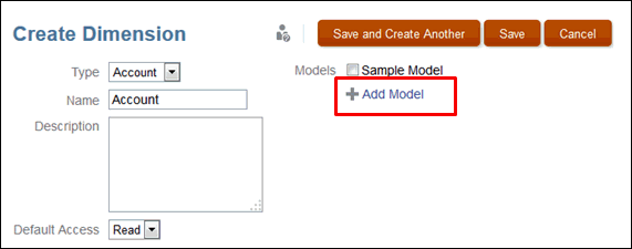 Dans la boîte de dialogue Créer une dimension, sélectionnez Ajouter un modèle.
