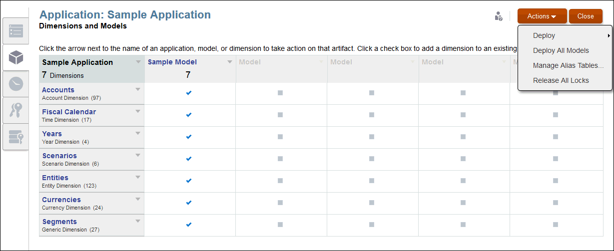 A partir du menu Actions, sélectionnez Déployer ou Déployer tout.