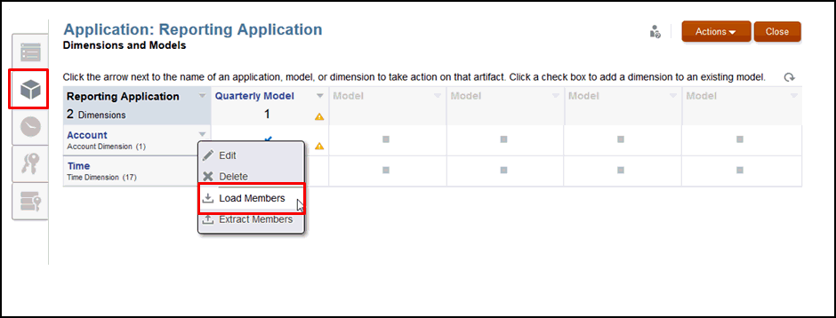 Dans le menu déroulant de nom de dimension, sélectionnez Charger les membres.