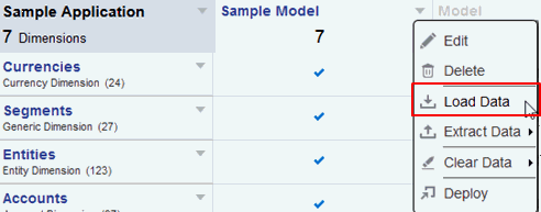 Option de menu Charger les données