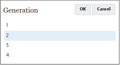 Boîte de dialogue Génération avec 2 sélectionné