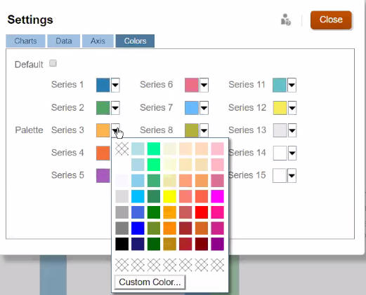 écran permettant de choisir des couleurs personnalisées