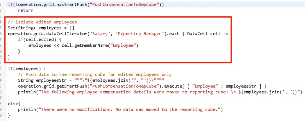 Script de règle Groovy indiquant la méthode dataCellIterator