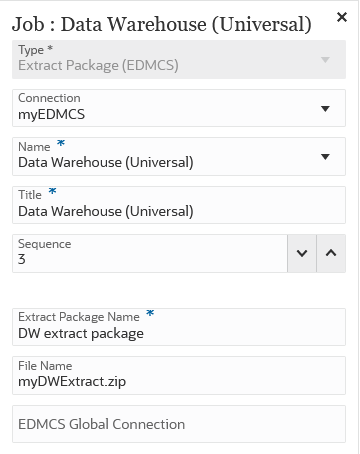 Image représentant des packages de job Package d'extractions (EDMCS).