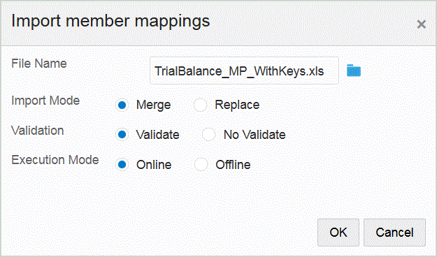 Image représentant l'écran Importer des mappings de membre.