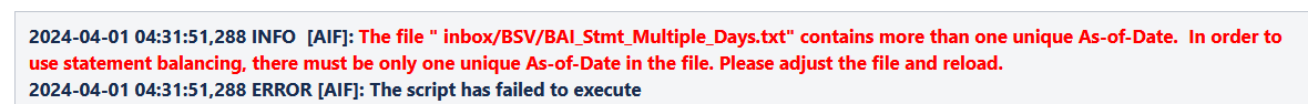 Image représentant le message lorsque le fichier BAI contient plusieurs valeurs En date du