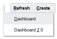 Image des options de version de tableau de bord dans Créer