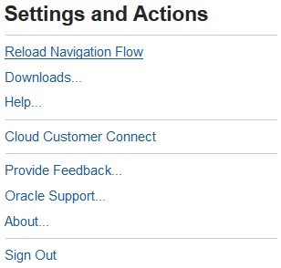 Option Recharger le flux de navigation du menu Paramètres et actions