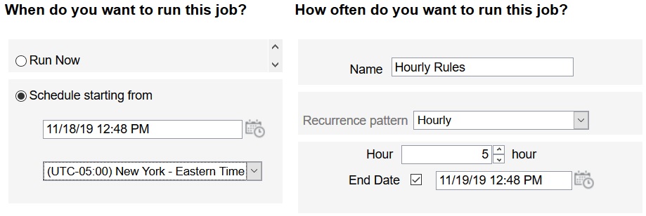 Jobs horaires planifiés