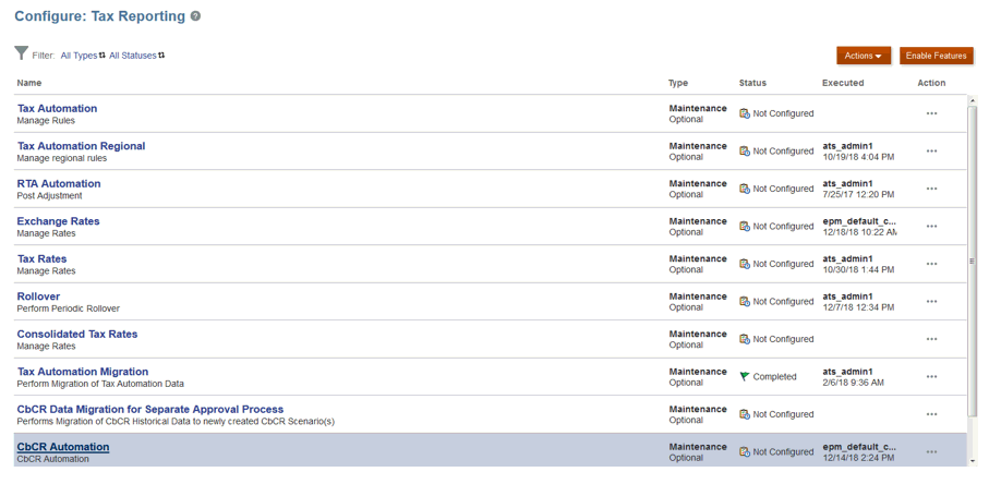 Configurez l'automatisation CbCR. Configurez l'automatisation CbCR.