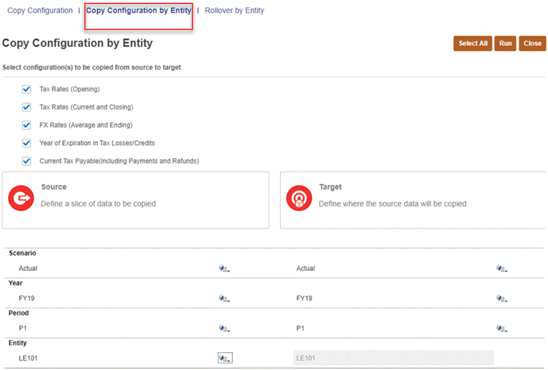 Copier la configuration par entité