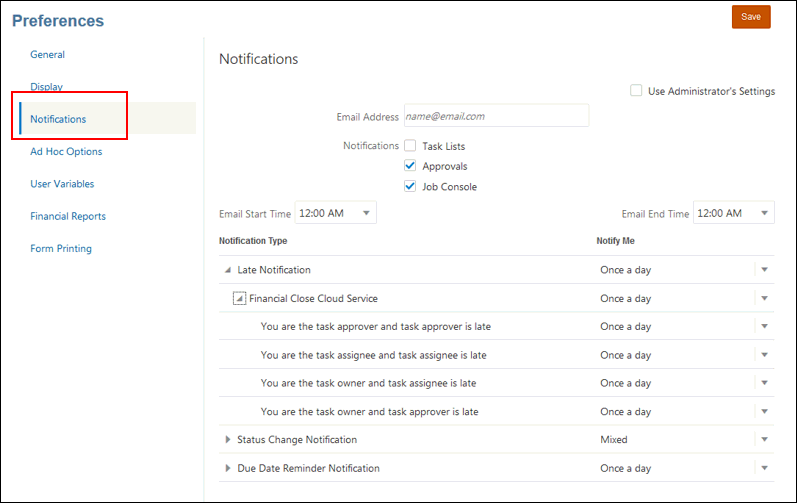 Préférences pour les notifications par courriel Préférences pour les notifications par courriel
