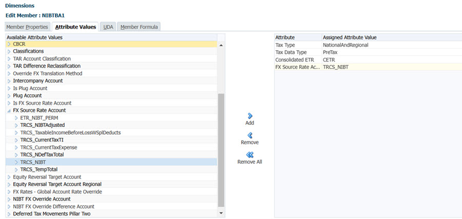 S&eacute;lection du compte de taux de change source pour la cible