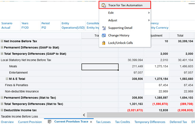 Trace pour l'automatisation des taxes Trace pour l'automatisation des taxes