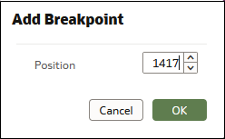 Entrez une position manuellement pour ajouter un point d'arrêt.