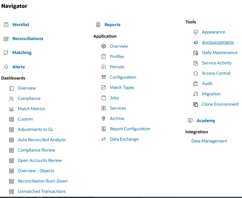 screenshot del menu Navigator