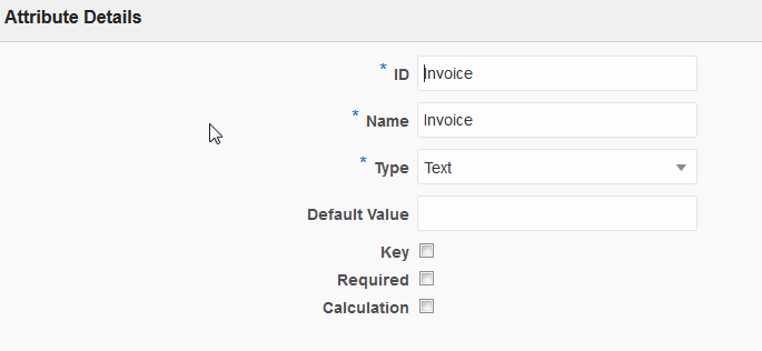 Esempio di tipo di attributo di testo