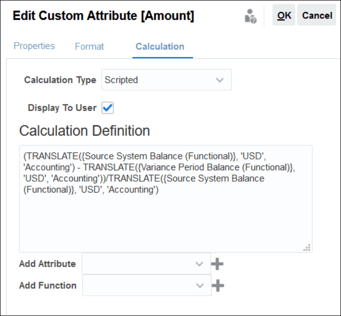 Esempio di tipo di calcolo con script