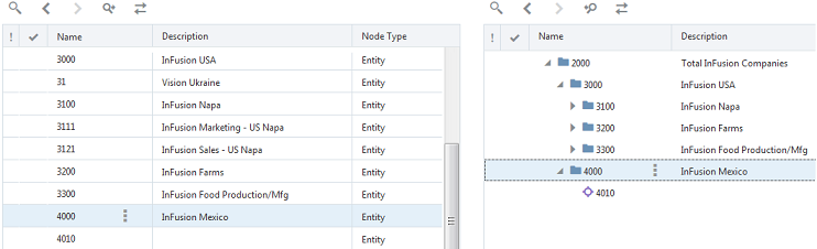 Screenshot della nuova società aggiunta sia a General Ledger che a Planning and Budgeting