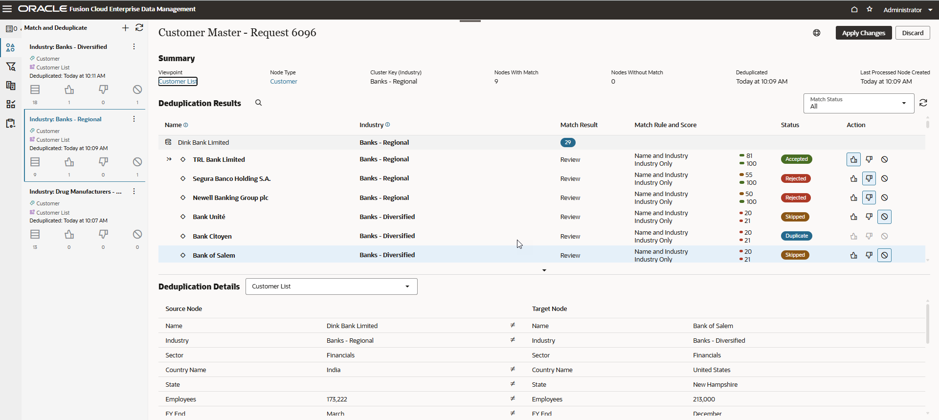 Workbench di rimozione duplicati come descritto nelle sezioni seguenti