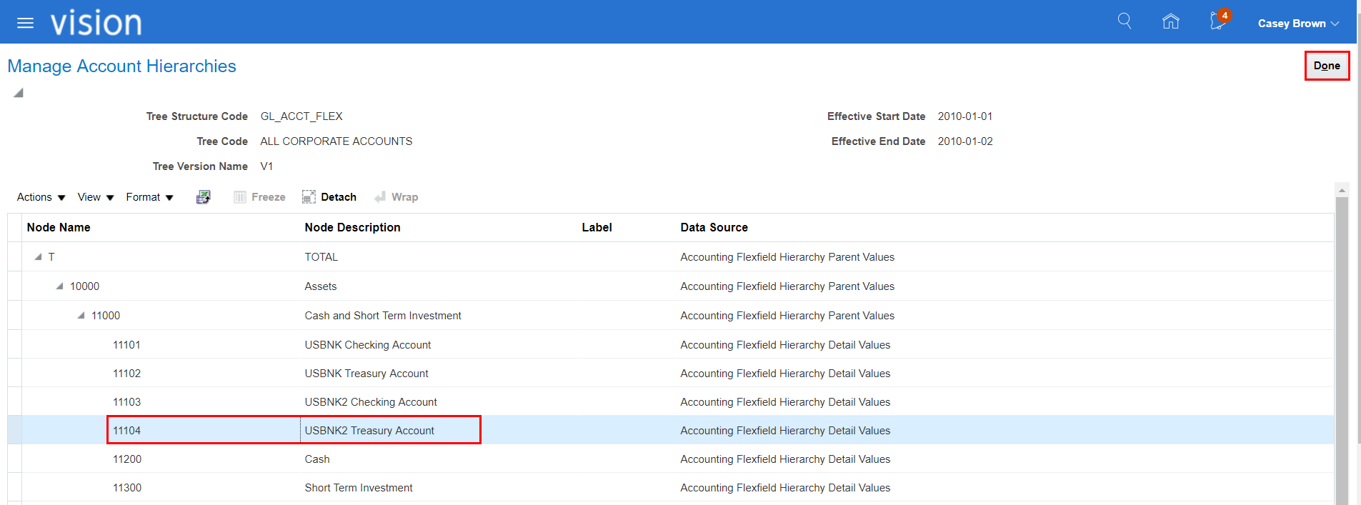screenshot che mostra il nodo 11104 nella gerarchia screenshot che mostra il nodo 11104 nella gerarchia