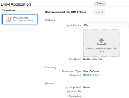 Selezionare il file di importazione