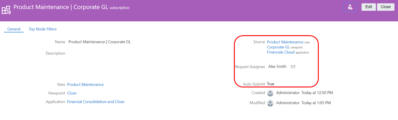 screenshot che mostra una sottoscrizione nella scheda Close con le impostazioni descritte nella procedura screenshot che mostra una sottoscrizione nella scheda Close con le impostazioni descritte nella procedura