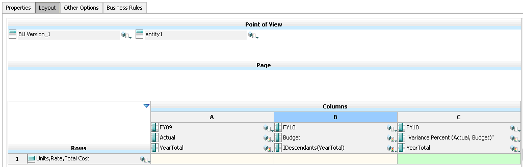 Layout del form in fase di progettazione